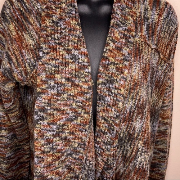 MEDIUM SONOMA BEIGE PRINT KNIT SWEATER LONG SLEEVE OPEN FRONT - Picture 6 of 11